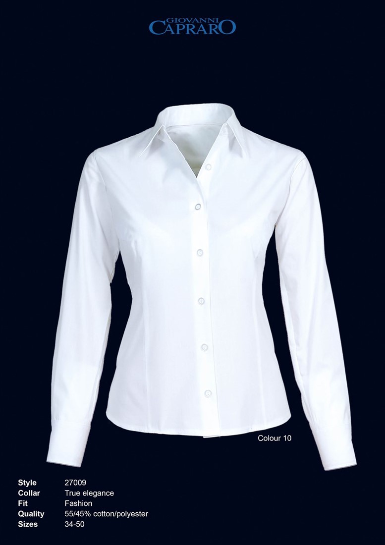 ondersteuning ik draag kleding pindas Giovanni Capraro 27009-10 Dames Blouse - Wit WorkWear4All